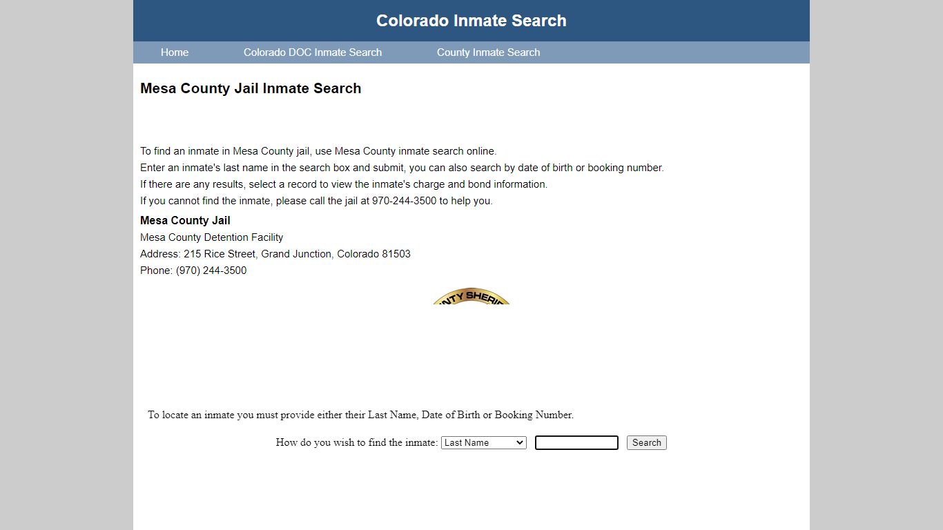 Mesa County Jail Inmate Search